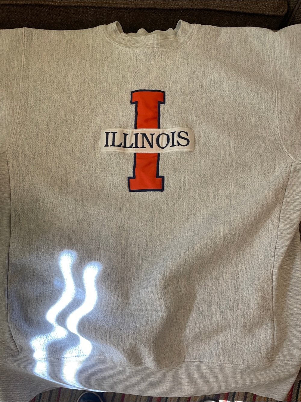 Illinois Crewneck reverse weave Sweatshirt - Gray with Orange Letter